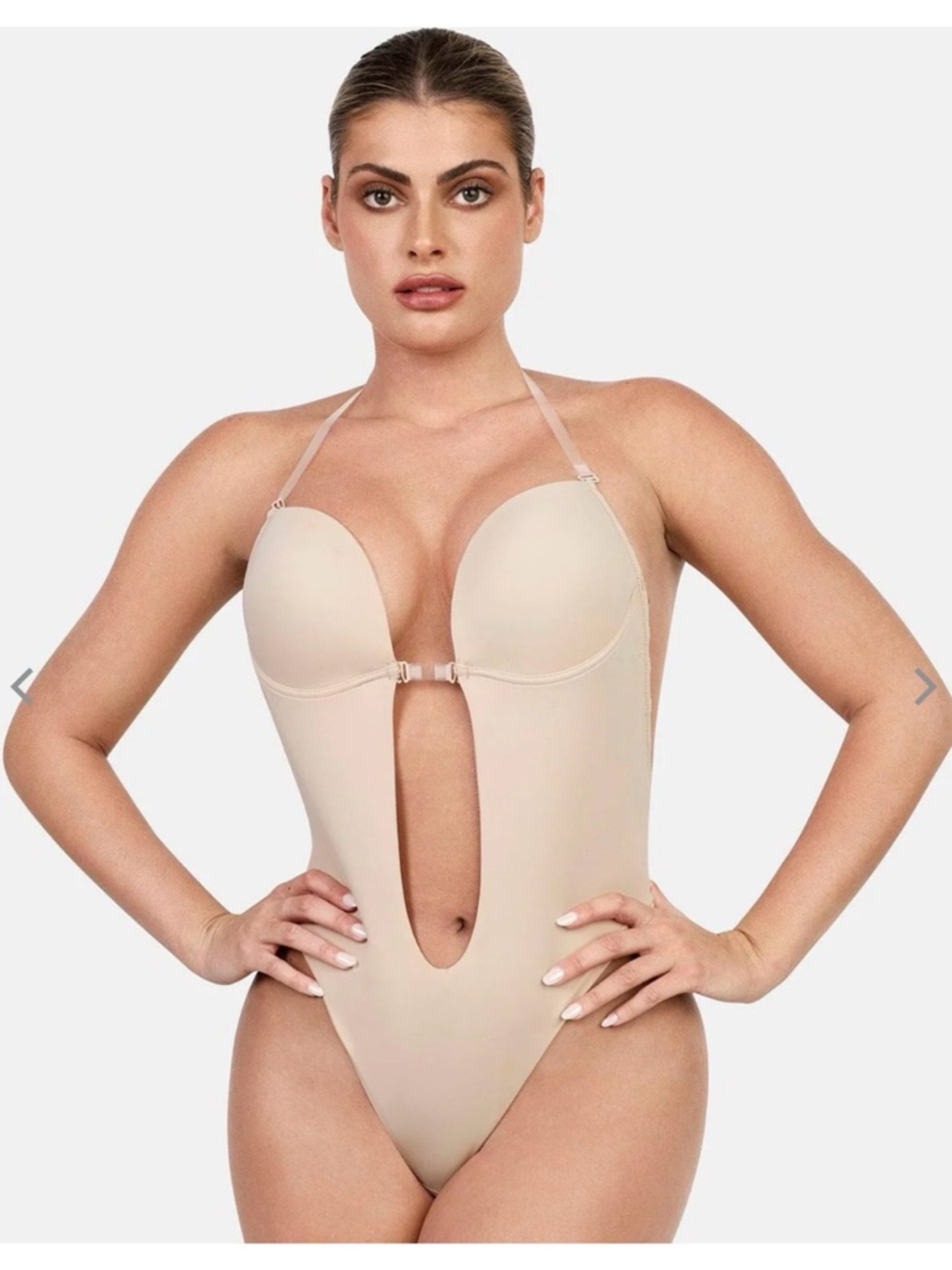 💵NWT Sexy Life  Nude Plunge Bodysuit Size 2XL